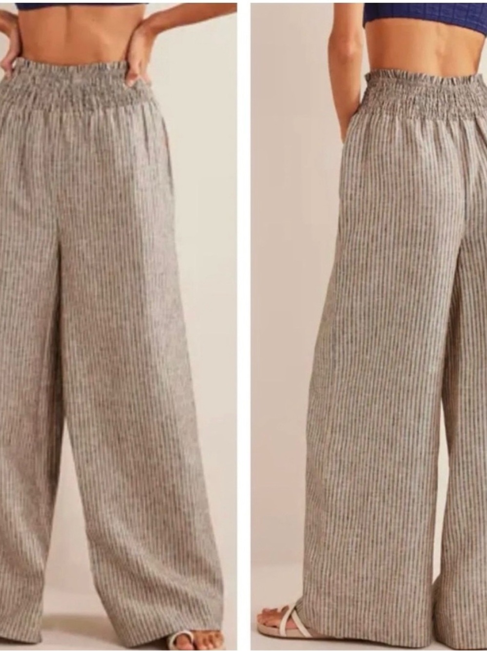 Boden Wide-Leg Linen-Blend Pants 10R - Picture 2 of 7
